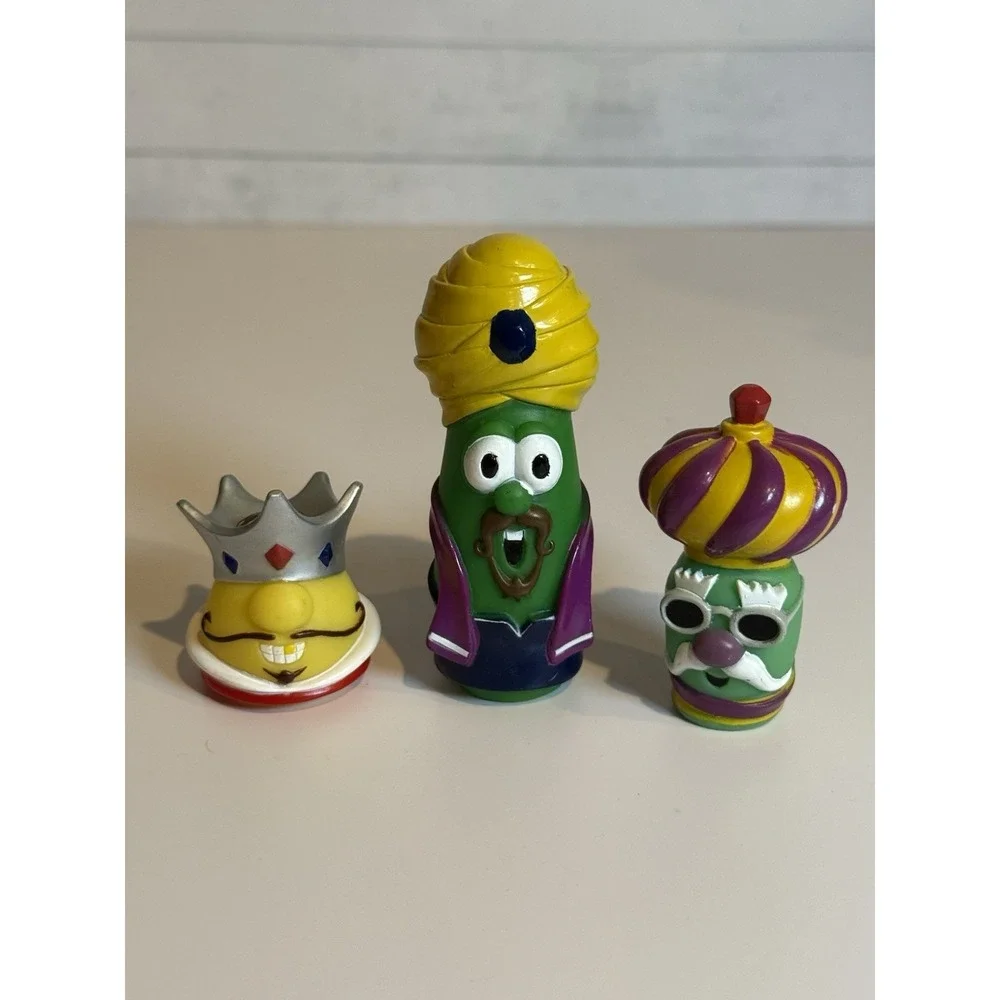 Vintage VeggieTales Three Wise Men Figures Christmas Nativity Set Lot of 3